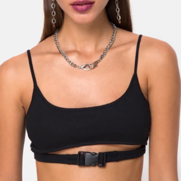 Love Culture Tops - Black buckle strap crop top